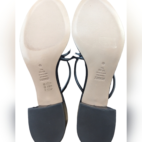 SCHUTZ Princey Strappy Sandal, Black Knotted,  Block Heel Slide, Size 10.5 - Picture 9 of 10